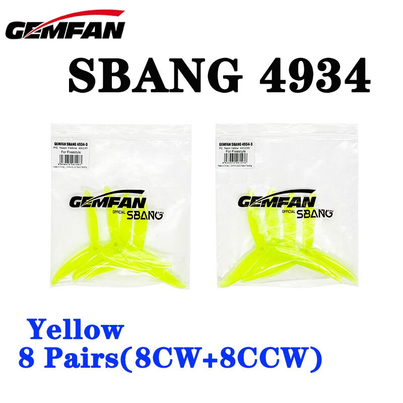 4 pairs Gemfan SBANG 4934 4.9X3.4X3 3-Blade PC Propeller CW CCW for FPV Freestyle 5inch Drones Juicy Sbang DIY Parts