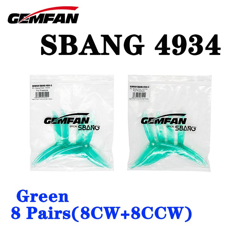 4 pairs Gemfan SBANG 4934 4.9X3.4X3 3-Blade PC Propeller CW CCW for FPV Freestyle 5inch Drones Juicy Sbang DIY Parts