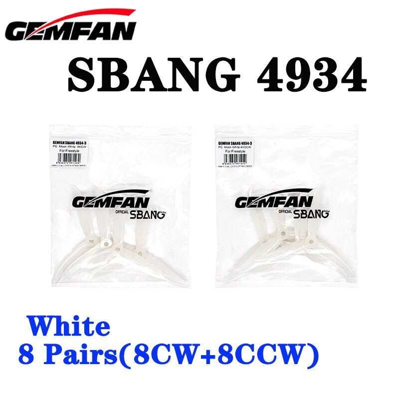 4 pairs Gemfan SBANG 4934 4.9X3.4X3 3-Blade PC Propeller CW CCW for FPV Freestyle 5inch Drones Juicy Sbang DIY Parts