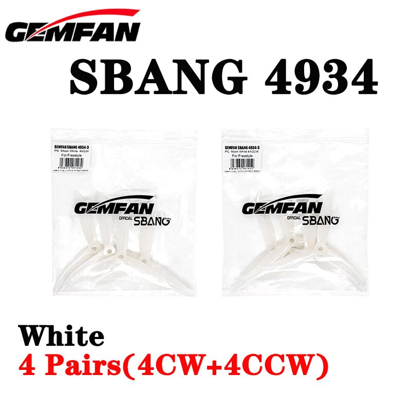 4 pairs Gemfan SBANG 4934 4.9X3.4X3 3-Blade PC Propeller CW CCW for FPV Freestyle 5inch Drones Juicy Sbang DIY Parts