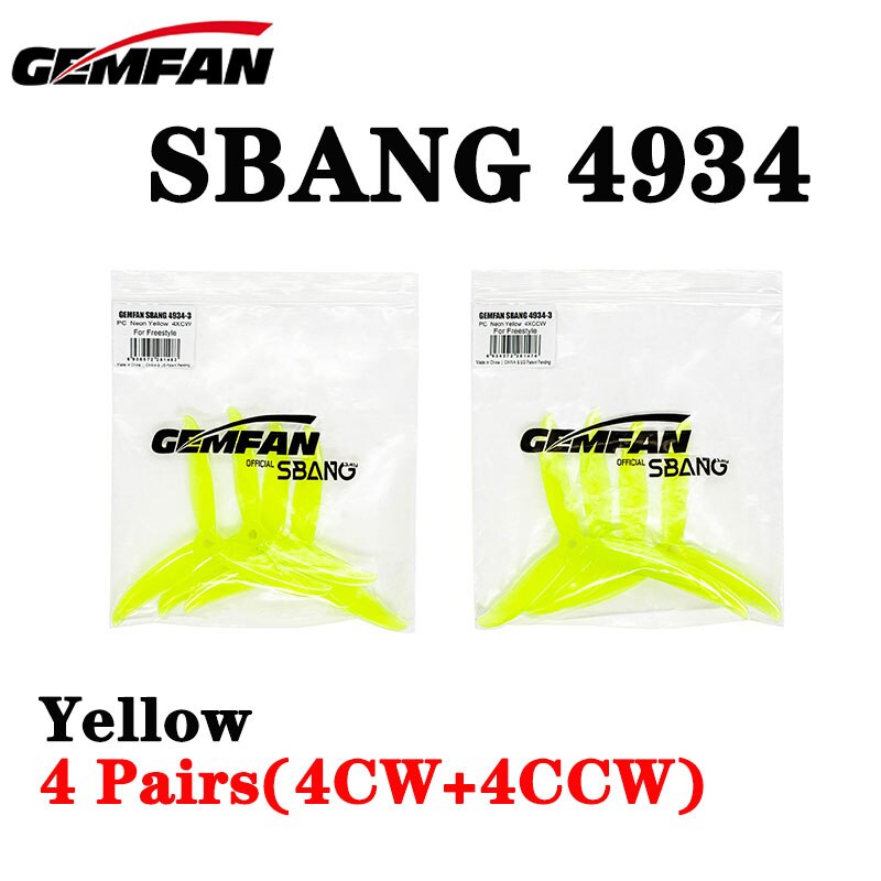 4 pairs Gemfan SBANG 4934 4.9X3.4X3 3-Blade PC Propeller CW CCW for FPV Freestyle 5inch Drones Juicy Sbang DIY Parts