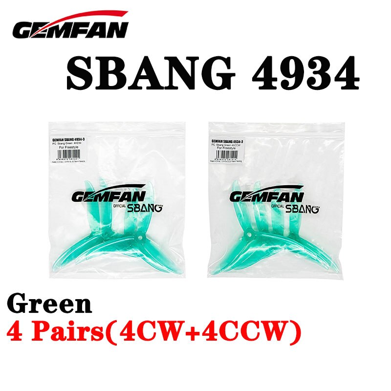 4 pairs Gemfan SBANG 4934 4.9X3.4X3 3-Blade PC Propeller CW CCW for FPV Freestyle 5inch Drones Juicy Sbang DIY Parts