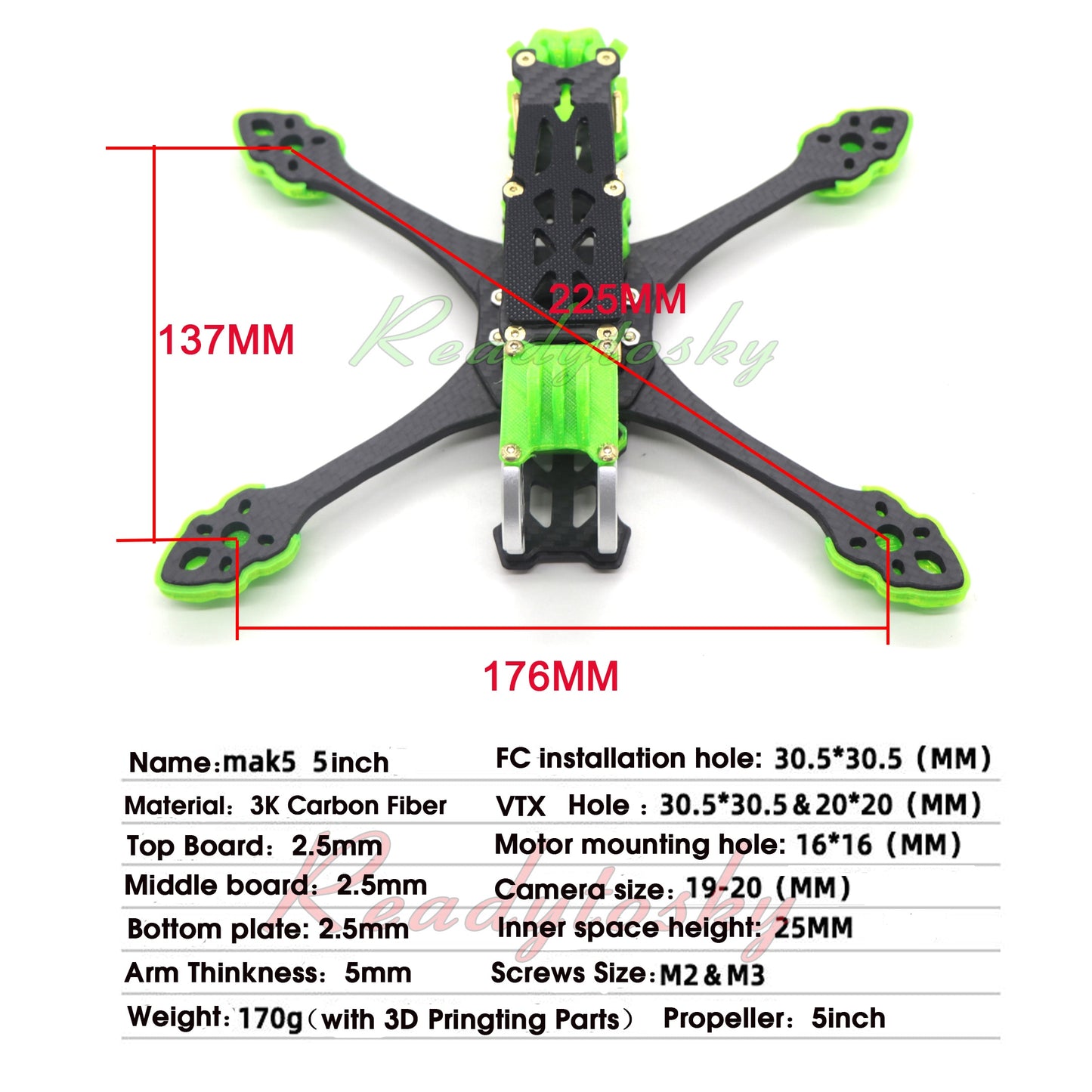 MARK5 Mark 5 O3 225mm / DC O3 222mm 5inch FPV Carbon Fiber Frame for Air Unit Vista Aerial Analog O3 Camera FPV RC Racing Drone