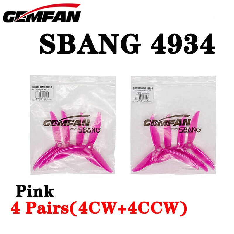 4 pairs Gemfan SBANG 4934 4.9X3.4X3 3-Blade PC Propeller CW CCW for FPV Freestyle 5inch Drones Juicy Sbang DIY Parts