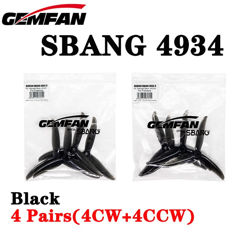 4 pairs Gemfan SBANG 4934 4.9X3.4X3 3-Blade PC Propeller CW CCW for FPV Freestyle 5inch Drones Juicy Sbang DIY Parts