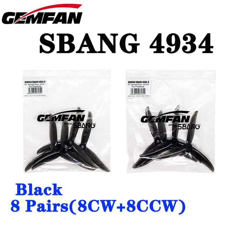 4 pairs Gemfan SBANG 4934 4.9X3.4X3 3-Blade PC Propeller CW CCW for FPV Freestyle 5inch Drones Juicy Sbang DIY Parts